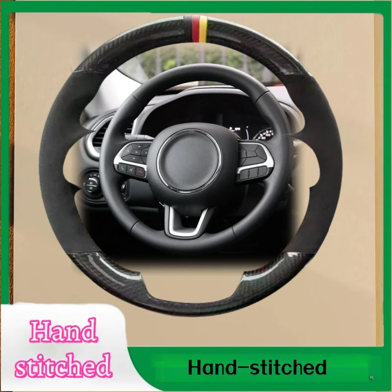 

Customized Hand-stitched Carbon Fiber Genuine Leather Steering Wheel Cover For Jeep Renegade 2015 2016 -2019 Compass 2017 2018