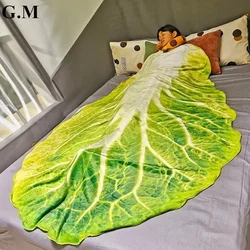 Soft Warm 3D Printed Cabbage Flannel Blanket for Sofa Office Camping Travel and Gifts Plush Pretty Throw Blankets Funny Gift