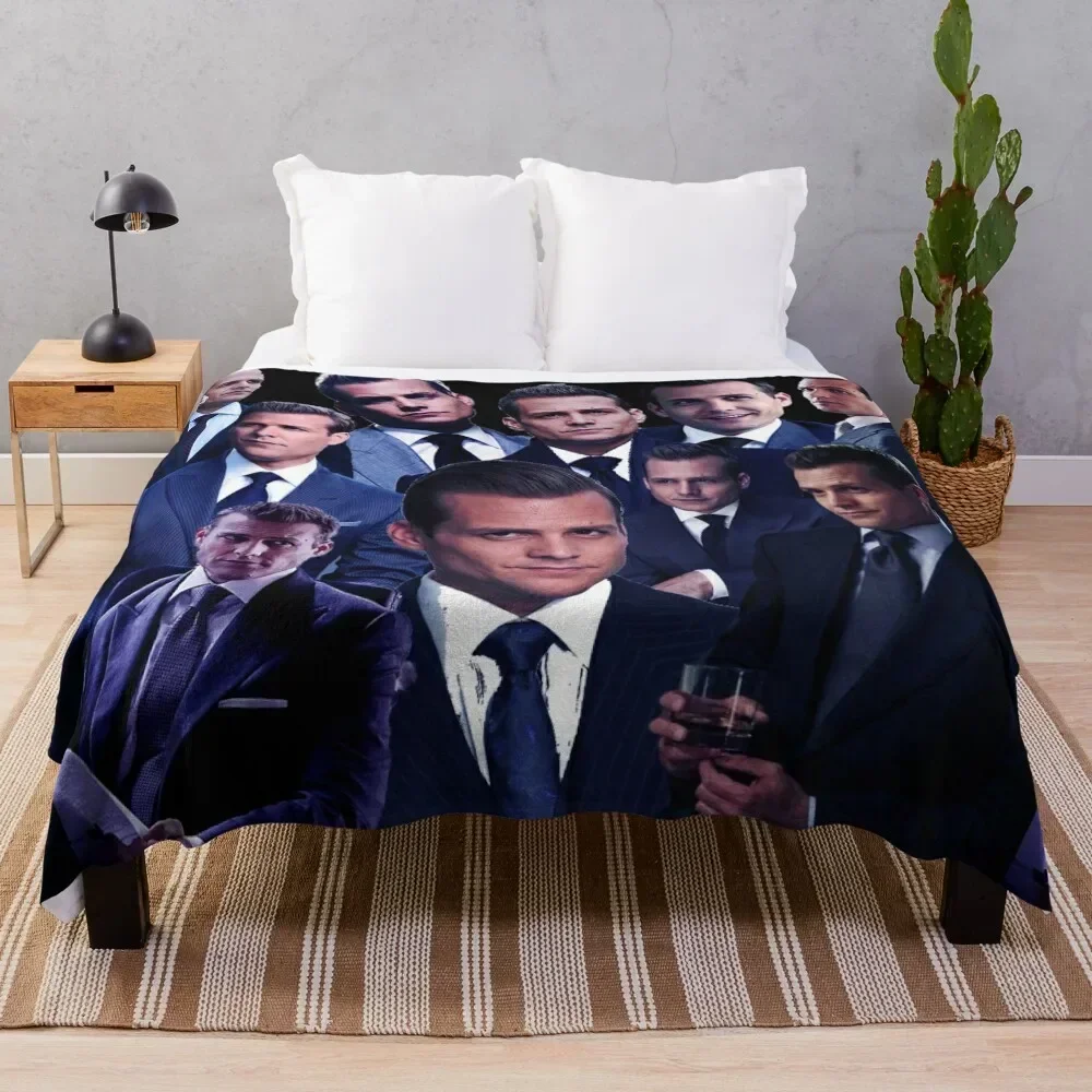 

Harvey Specter suits collage tribute design 2022 Throw Blanket Faux Fur Soft Warm Blanket for Bed
