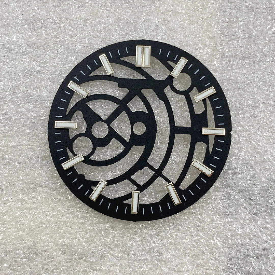 

31.8mm Skeleton Dial with Luminous Green Markers Suitable for NH70 Movement Watch Modification Accessory