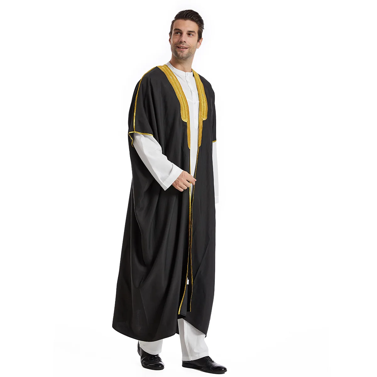 1 Pc 2024 Embroidered Malay Middle Eastern Baccalaureate Speech Dress Arab Conservative Covered Robe Cape Ceremonial Dress