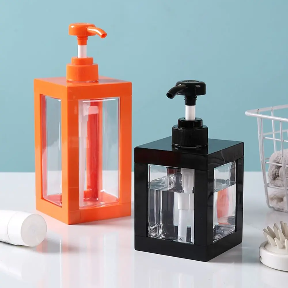 High-capacity Lotion Sub Bottling Bottle Plastic Transparent Square Empty Bottle Bathroom Shower Gel Household