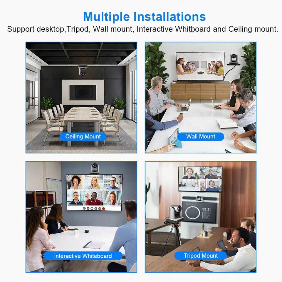 NDI PTZ Camera HD Video Conference Wide-angle HDMI SDI USB 12/20/30x Zoom for Meeting Online Office Equipment System Youtube