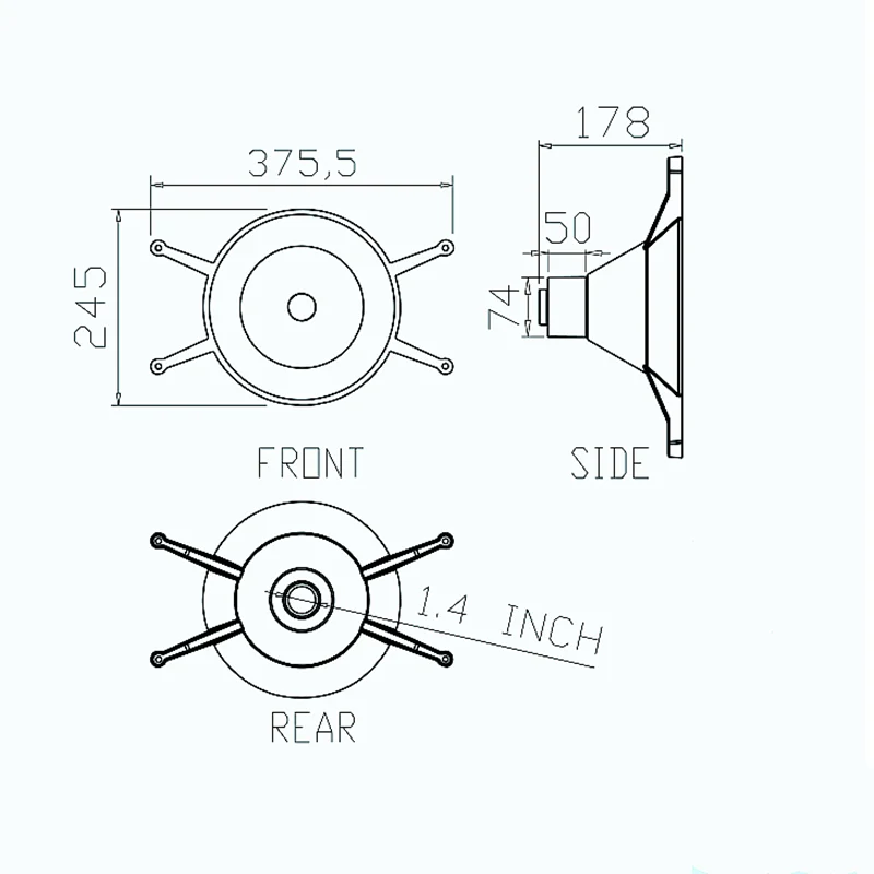 MW Audio 115XT Koaxial-Lautsprecherhorn 375L*245B*178H mm für 15 Zoll Bühnenmonitor PRO Audio Lautsprecherzubehör – Detail 1