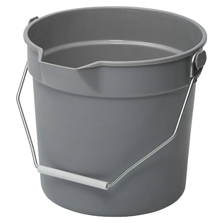 

HeavyDuty Plastic Bucket with Pour Spout for Industrial and Household Use 14 Quarts Capacity Durable Gray Utility Pail Ideal fo