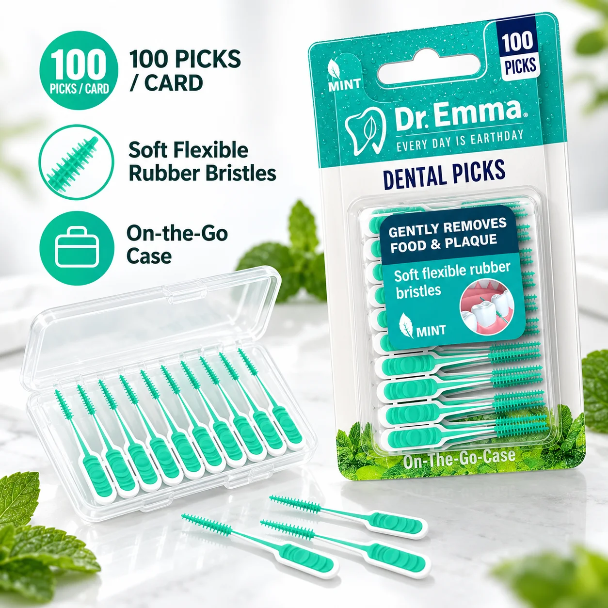 Dr.EMMA Soft Silicone Interdental Brushes Orthodontic Gap Brushes with Soft Bristles for Highly Effective Cleaning Oral Care