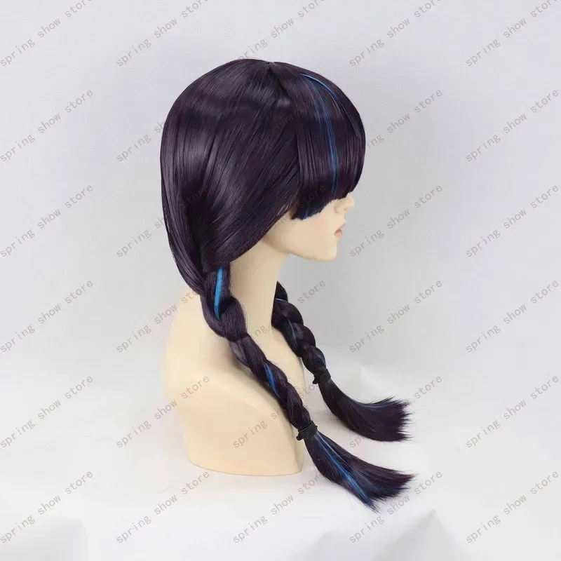 DY20Rivals Psylocke Blood Kariudo 코스프레 의상 합성 머리 중간 길이 검정색 보라색 할로윈 파티 Wig25