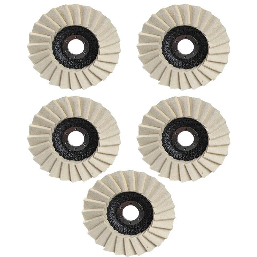 Wool Felt Polishing Discs 115 mm Set of 5 for For metal Marble Furniture Car Wax Engineered for No Rotation Marks