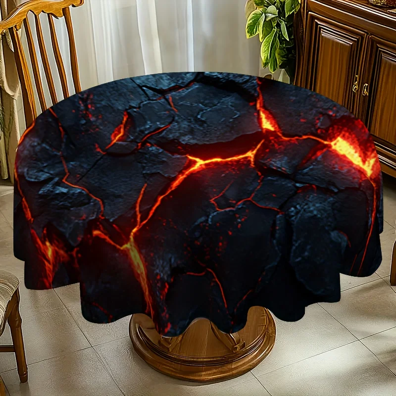 One modern decorative tablecloth with lava crack pattern, made of polyester material.zyc