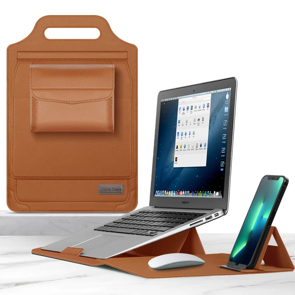 for Samsung Galaxy Book 4 5 Pro 360 15.6-16inch Laptop Sleeve Foldable Stand Mouse Pad Phone Holder Charger Mouse Pouch Bag Case