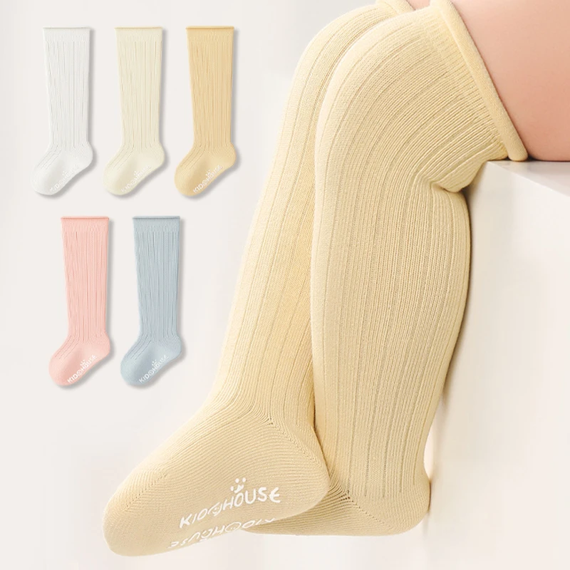 Long Tube Baby Socks Breathable Solid Color Children'S Socks Soft Cotton Stockings For Baby High Knee Socks