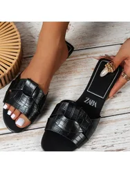 Designer sandals Woman Flat Slippers Woven with Comfortable Women's Shoes Casual Bottom Slippers Women's Shoes Plus size 42