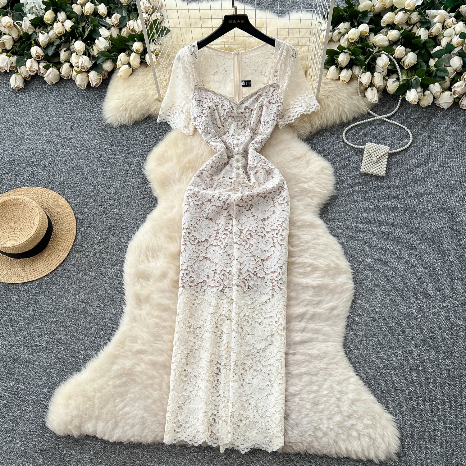 

Elegant Sexy rhinestone lace High Waist Dress Vacation Vestidos Slim Long dress Women Party women clothing