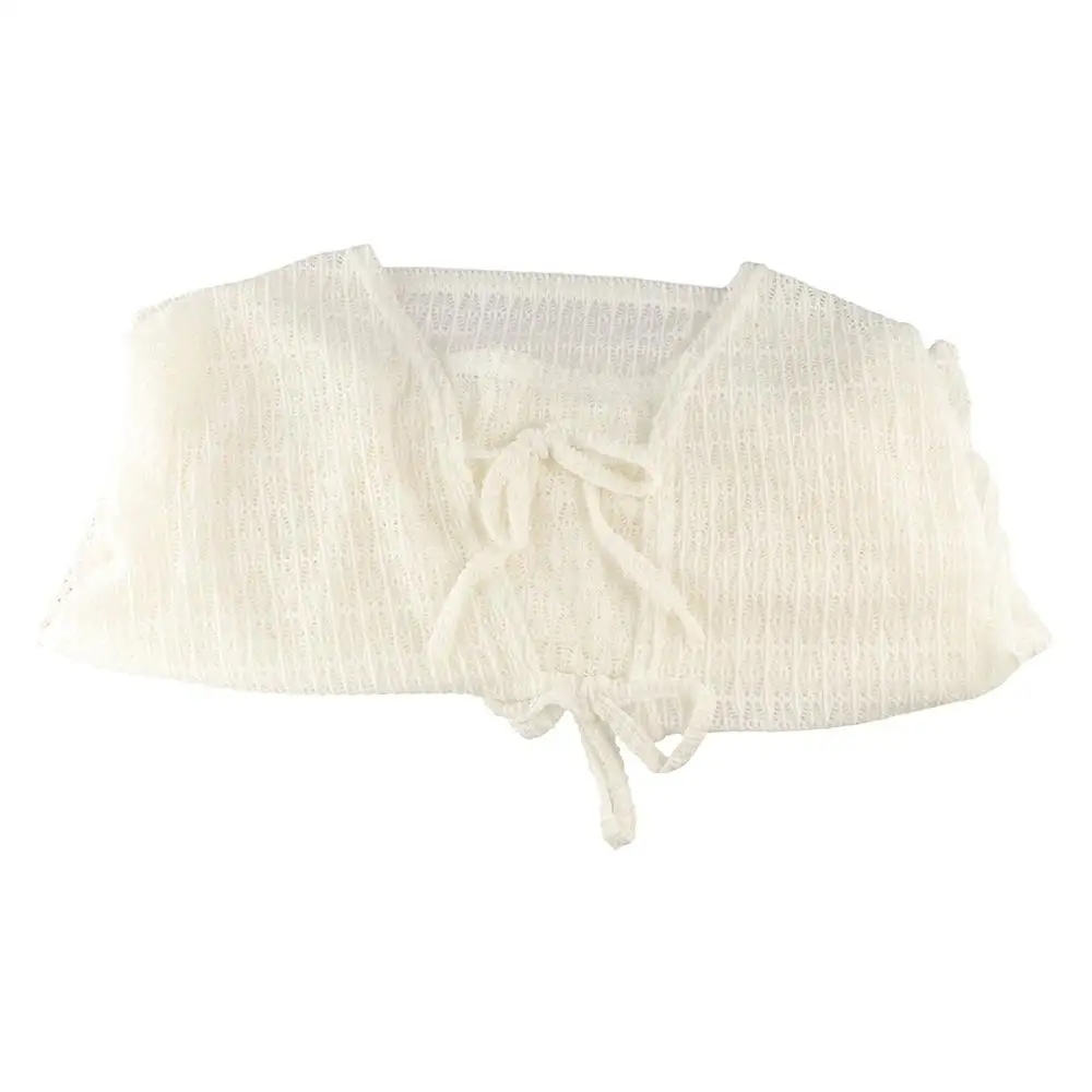 Cardigan en maille transparente, chemise à lacets, pull de plage au Crochet, Protection solaire, hauts chemises de plage fines, manteau