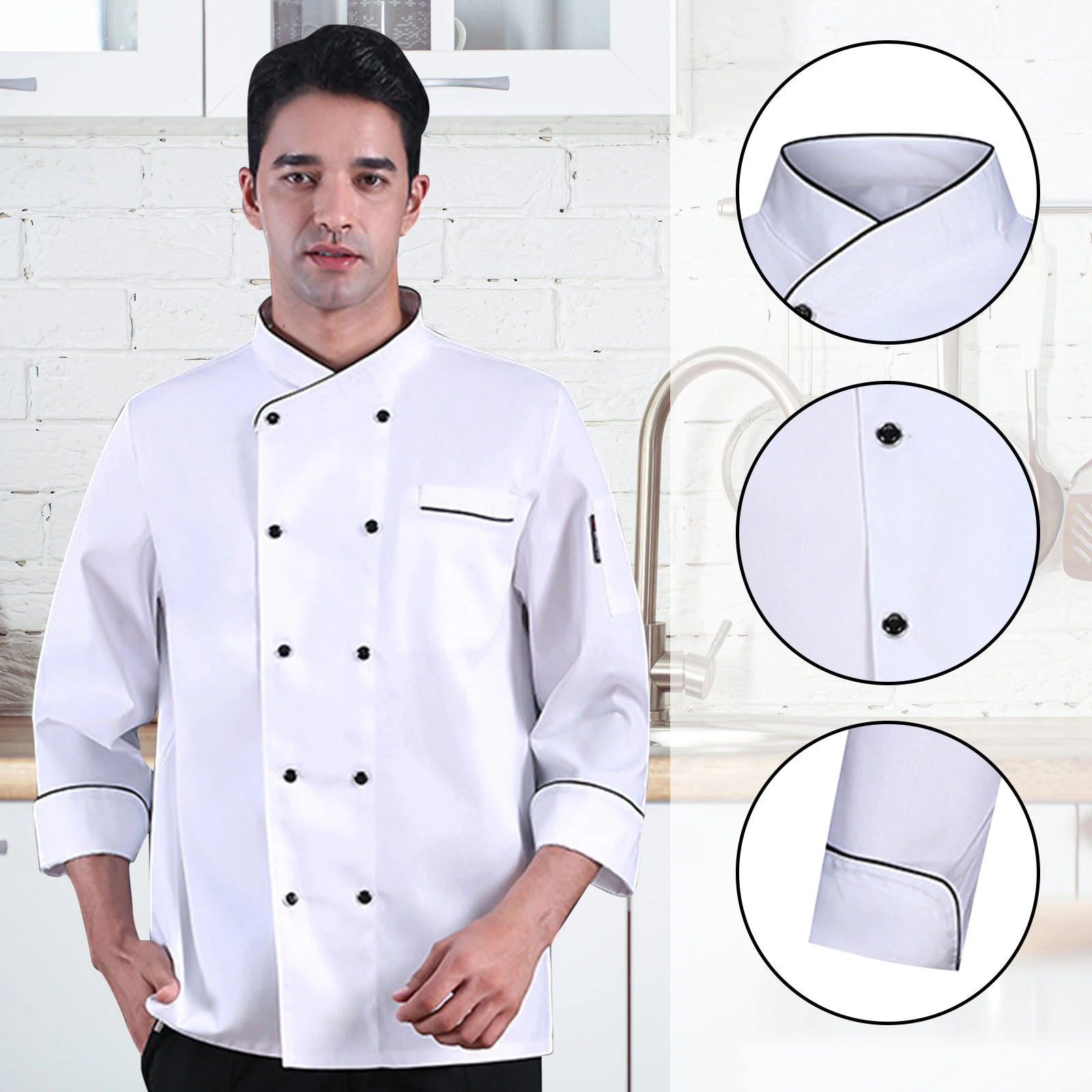 Solid Color Long Sleeves Kitchen Workwear Button Oil-Proof Cardigan Uniform For Chef Waterproof Chef Uniform