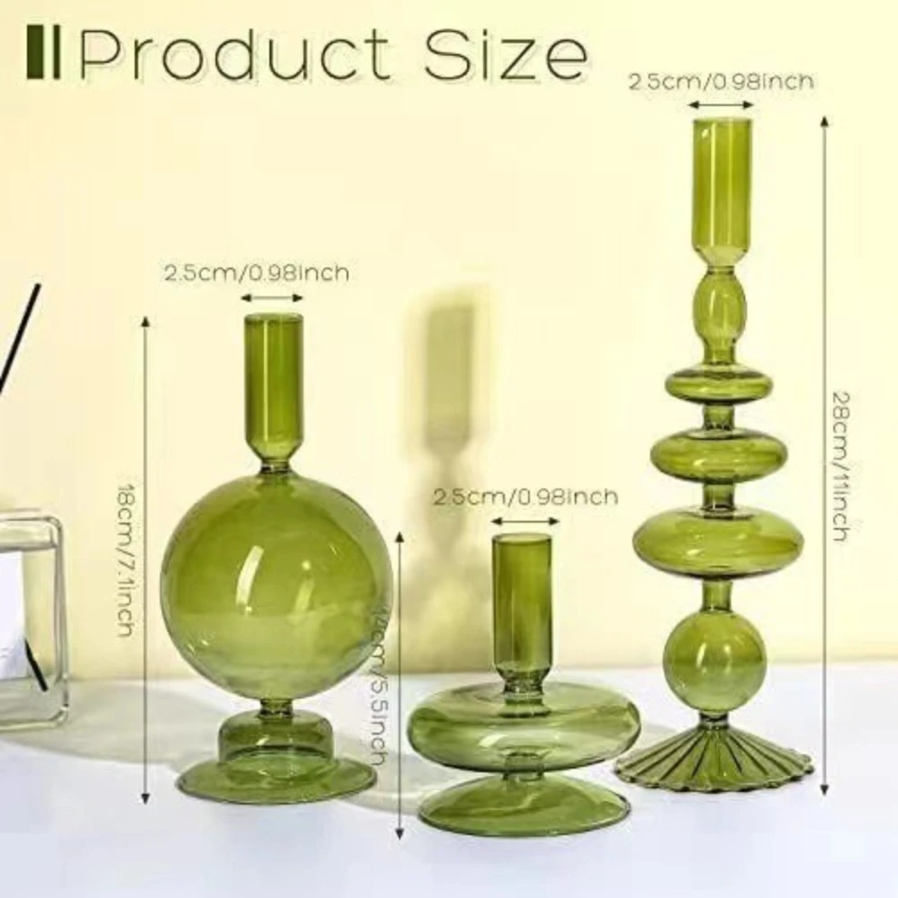 3pcs Colorful Taper Glass Candle Holders Nordic Home Decor Romantic Candlesticks Wedding Table Centerpiece Candlelight Decor
