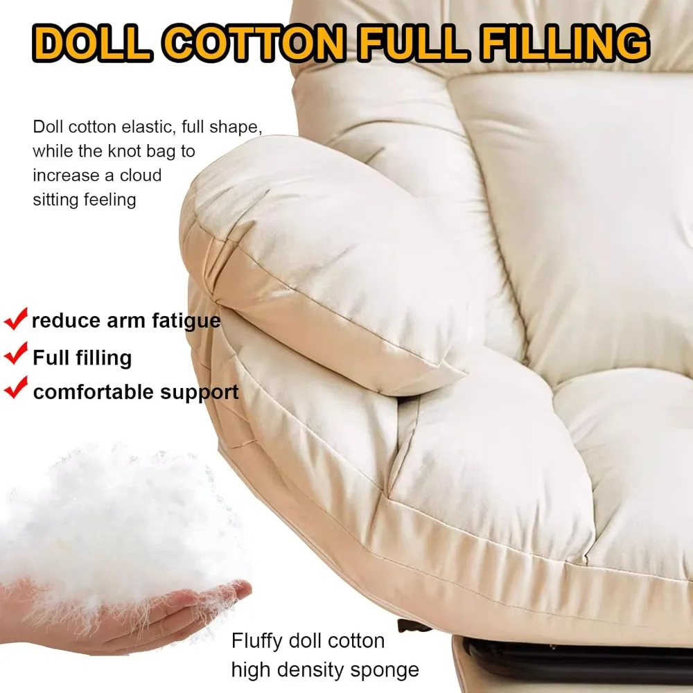 "كرسي ألعاب مريح - مسند ظهر مرتفع مع 90-130 ° مسند قدم قابل للسحب، 360 درجة ° كرسي مكتب دوار" #3