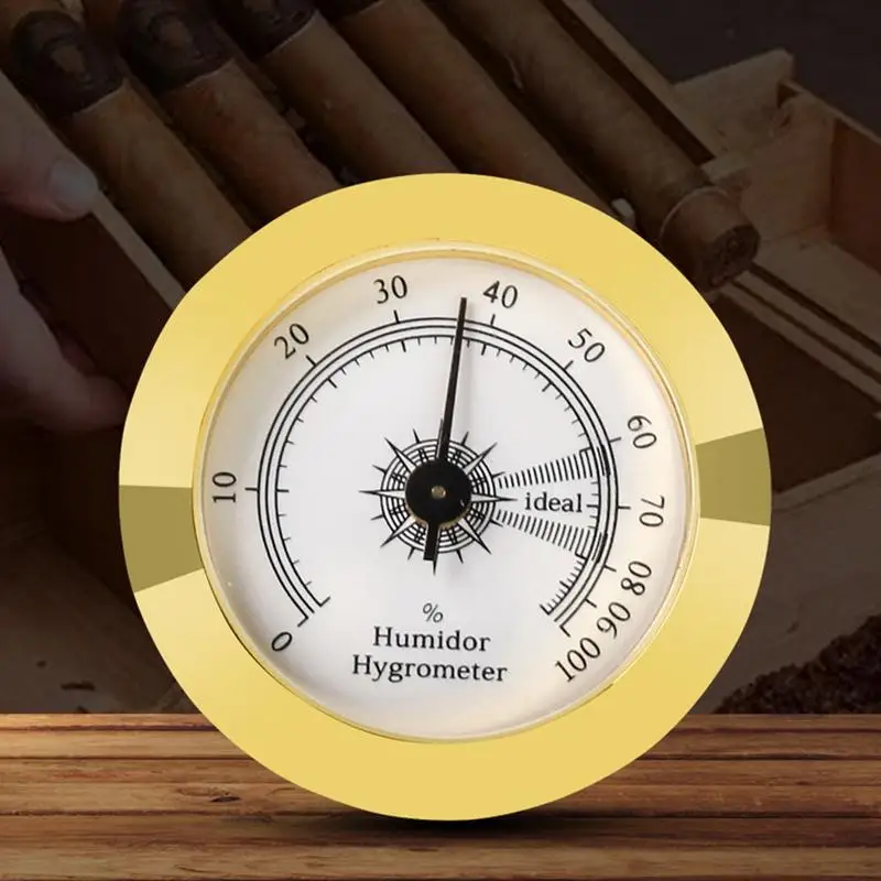 Humidity Gauge For Cigars Brass Precision Round Adjustable Point Hygrometer Round Hygrometer For Cigars Humidor Mechanical Round