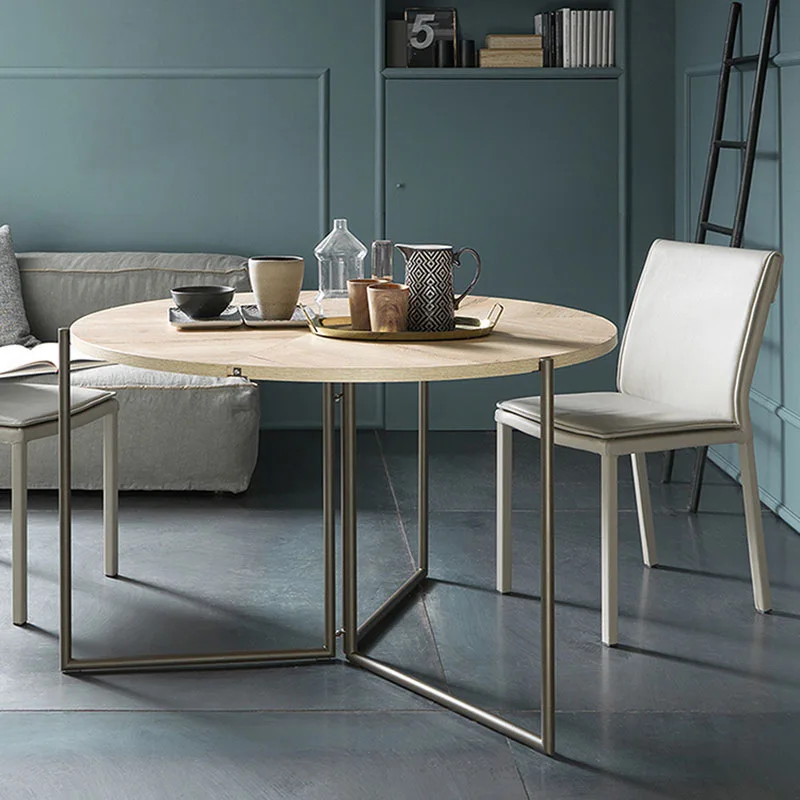 #Nordic Modern Simple Restaurant Table Multifunctional Folding Round Solid Wood Movable Table Dining Room Furniture