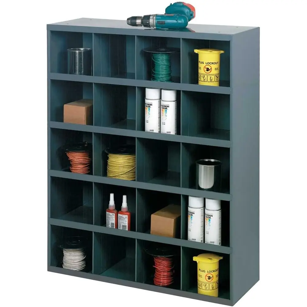 

Gray 20-Opening Cold Rolled Steel Bin with Sloped Design, 33.75 W x 42 H x 12 D