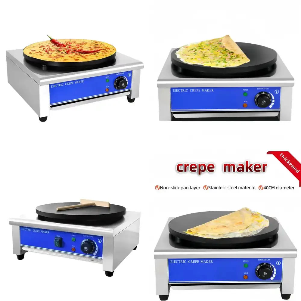 Vinica Commercial Crepe Makers Rotating Machine with Motor Stainless Steel Tool Smart Components for Restaurant Street Snack