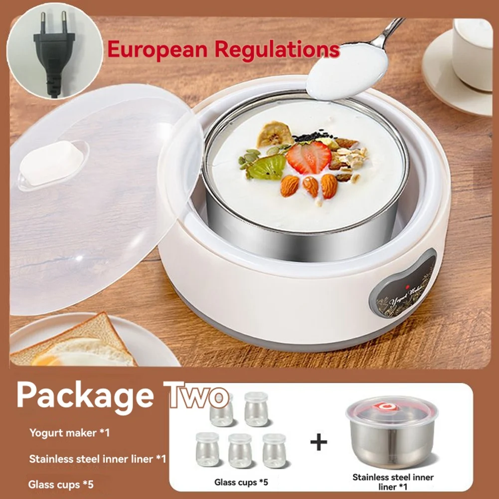 

B64B-Yogurt Machine Small Household Fully Automatic Stainless Steel Yogurt Machine DIY Yogurt Fermentation Machine EU Plug