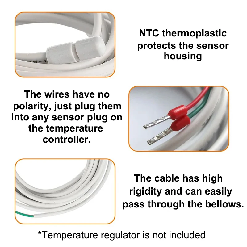 NTC 10K Indoor 3-meter Cable Floor Heating Sensor  Temperature Controller Waterproof Probe
