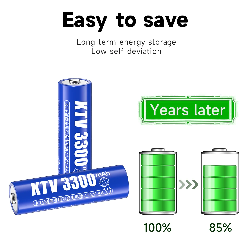 PALO 1.2V AA Rechargeable Battery 3300mAh Ni-MH AA 2A Batteries+LCD Display Smart Charger for AA AAA Ni-MH Rechargeable Battery