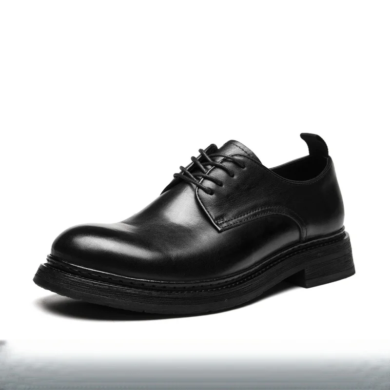 

Men'S Genuine Leather Vintage High Quality Shoes Luxury Classic Man Formal Dress Classic Elegant Italian Black Cowhide Shoe