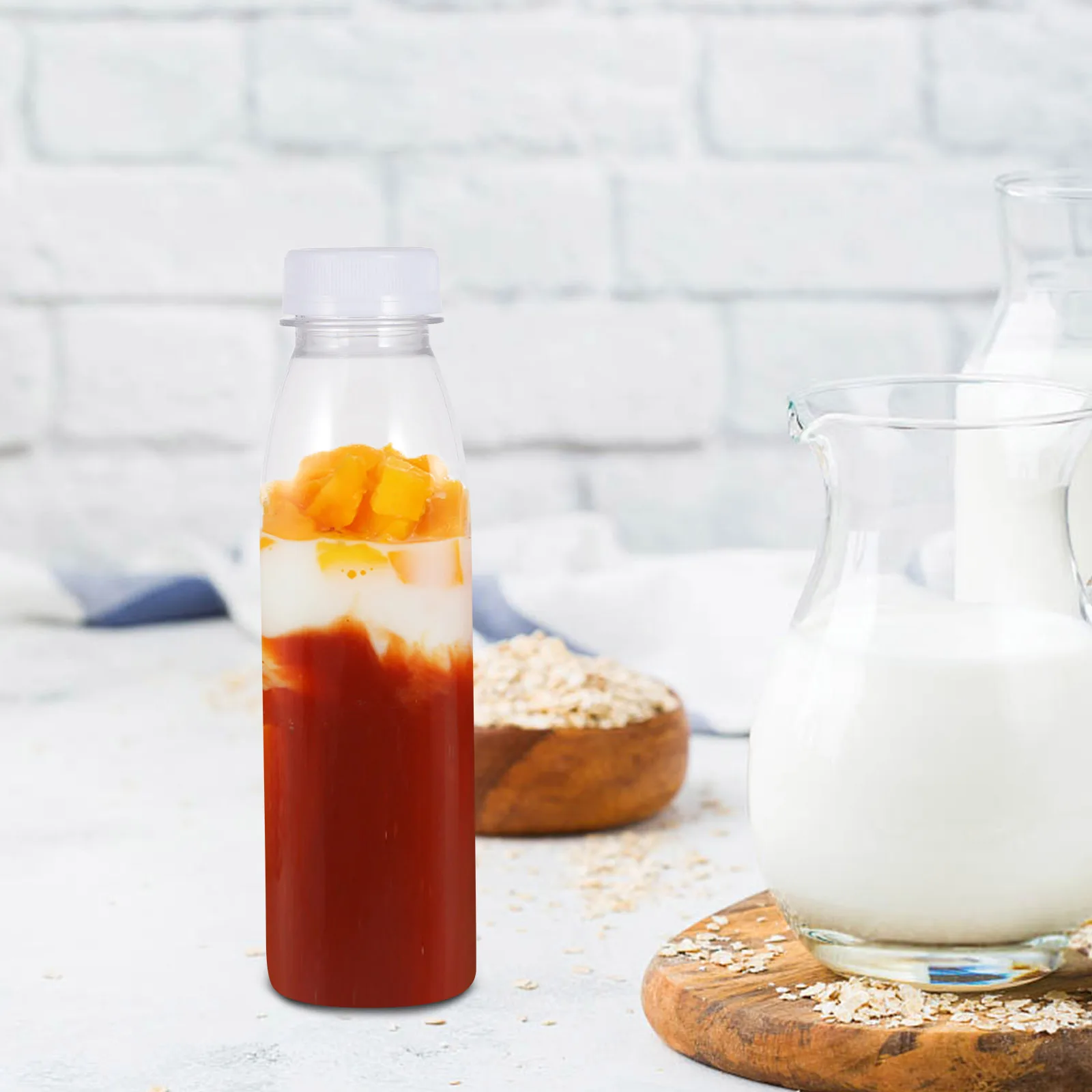 

10Pcs Durable Plastic Bottles Transparent Reusable Multipurpose Storage Bottles 350ml for Juice Water Drinks Practical Safe