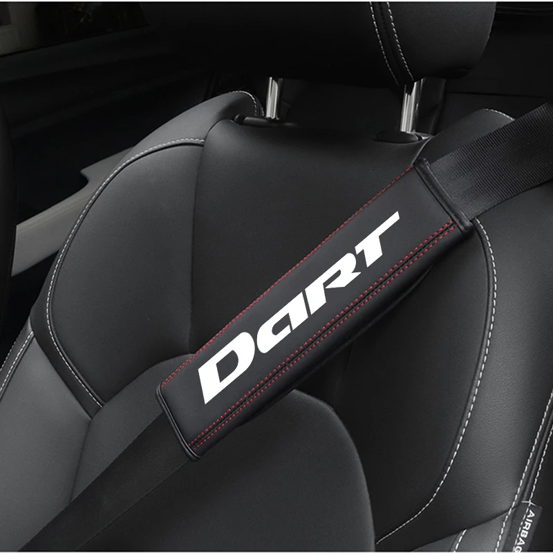 Top leather material automotive seat belt cover shoulder protector For Dodge Dart Logo Every Year Accessories