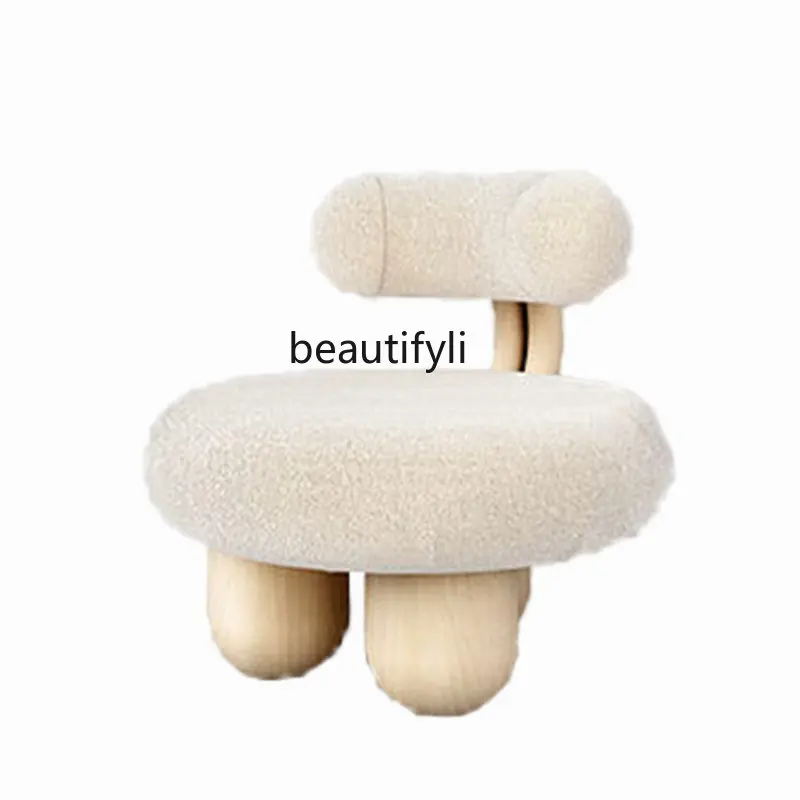 

yj Nordic Lambswool Sofa Single Double Combination Creative Sofa Simple Shoe Changing Stool