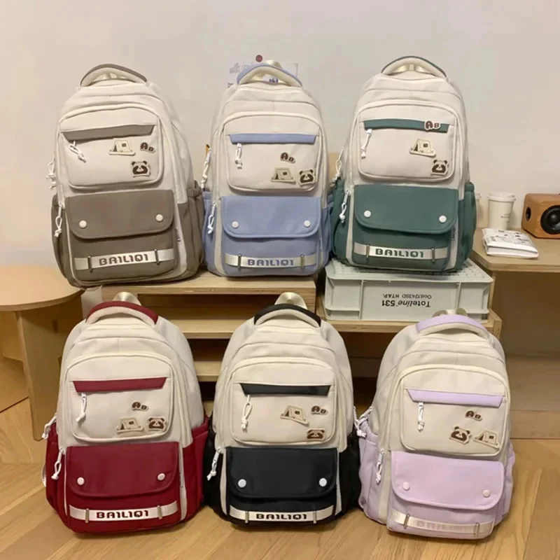 

Korean Version Fashion Backpack Schoolbag College Student Double Backpack Niche Large Backpack High Value Female Laptop Bag