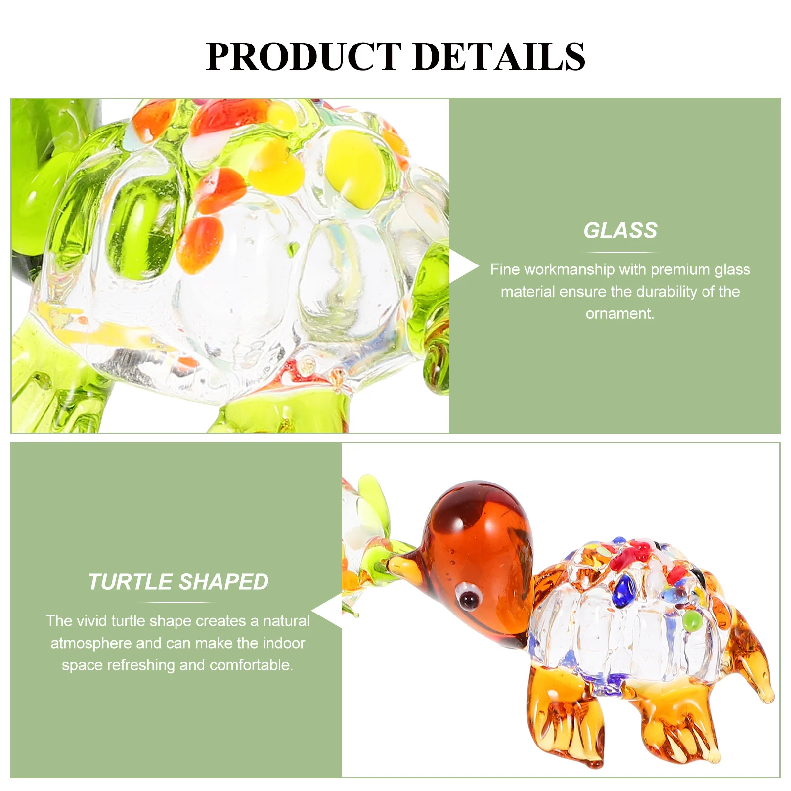 

2Pcs Glass Turtle Ornament Small Craft Desktop Decoration Creative Home Tabletop Decor Glass Turtle Small Tortoise Craft