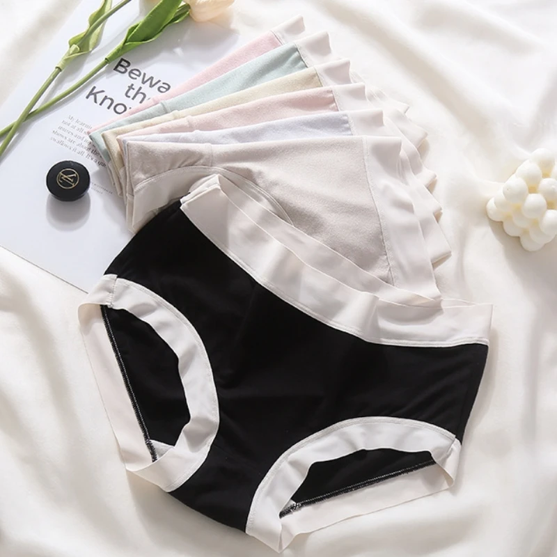 4-teiliges Set Damen-Slips Weiche Elastische Unterwäsche Atmungsaktive Intimwäsche Mädchen-Slips Einfarbige Unterhosen