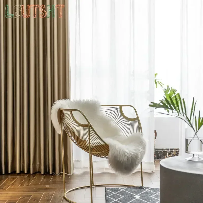Cortinas de tela brillante de oro europeo para sala de Estar, comedor, dormitorio, cortinas gruesas sólidas de lujo, ventana francesa, cortina de