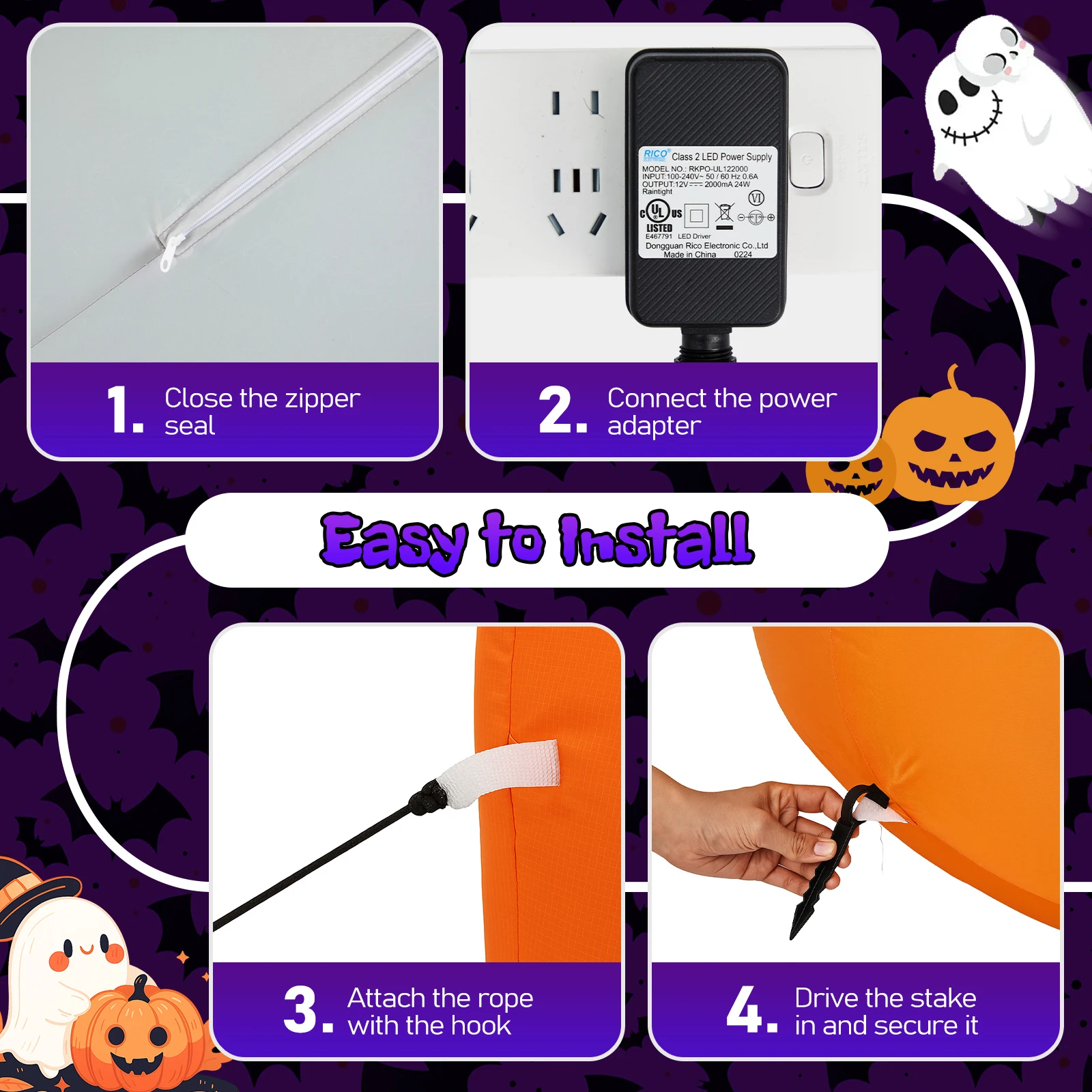 8フィートの長さのハロウィン用インフレータブルパンプキンとゴ - Halloween Pumpkin Decor Led のレビューと価格