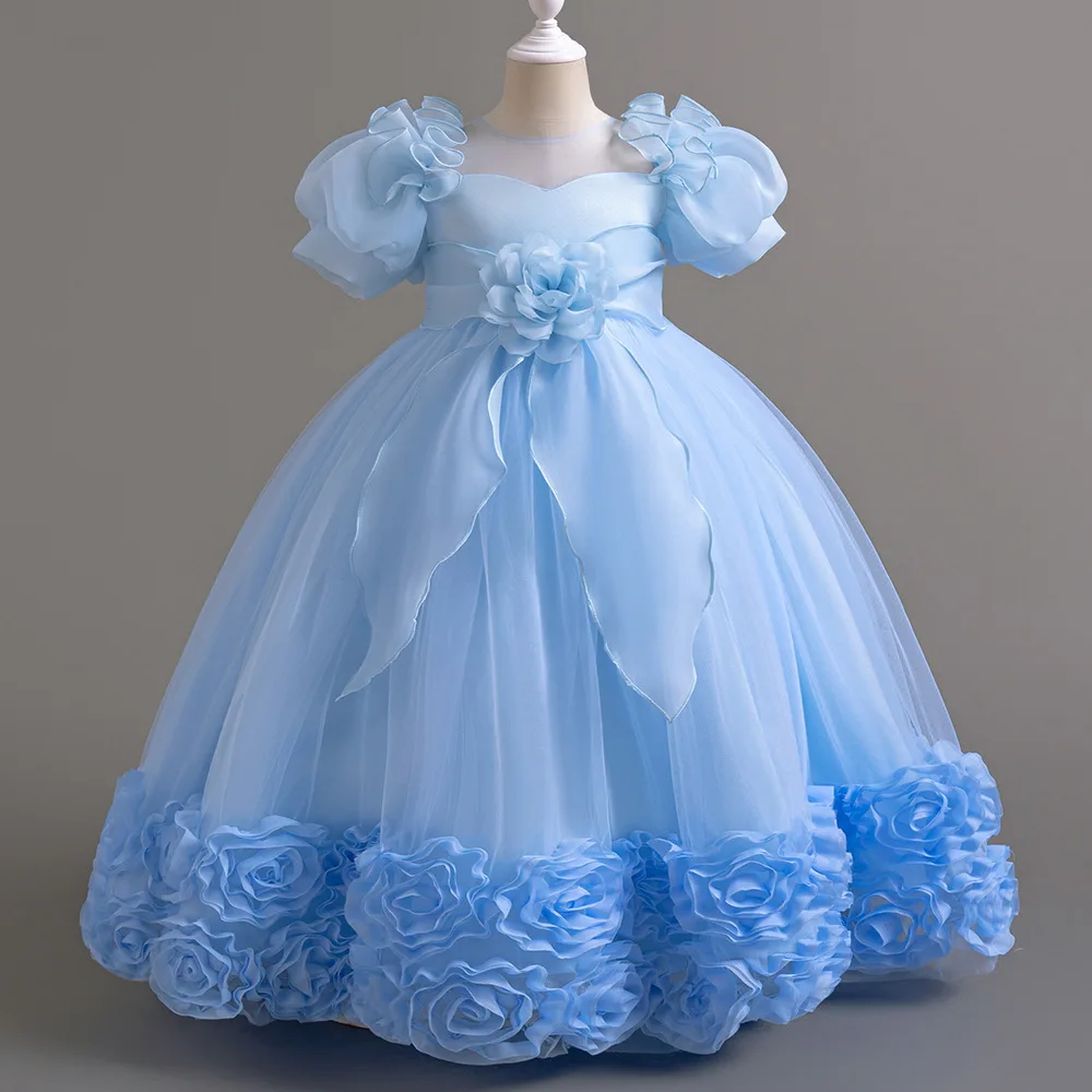 Children Elegant Girls Dress Flower Girl Long Evening Festive Dresses Girl's Clothes From 4 to 12 Years