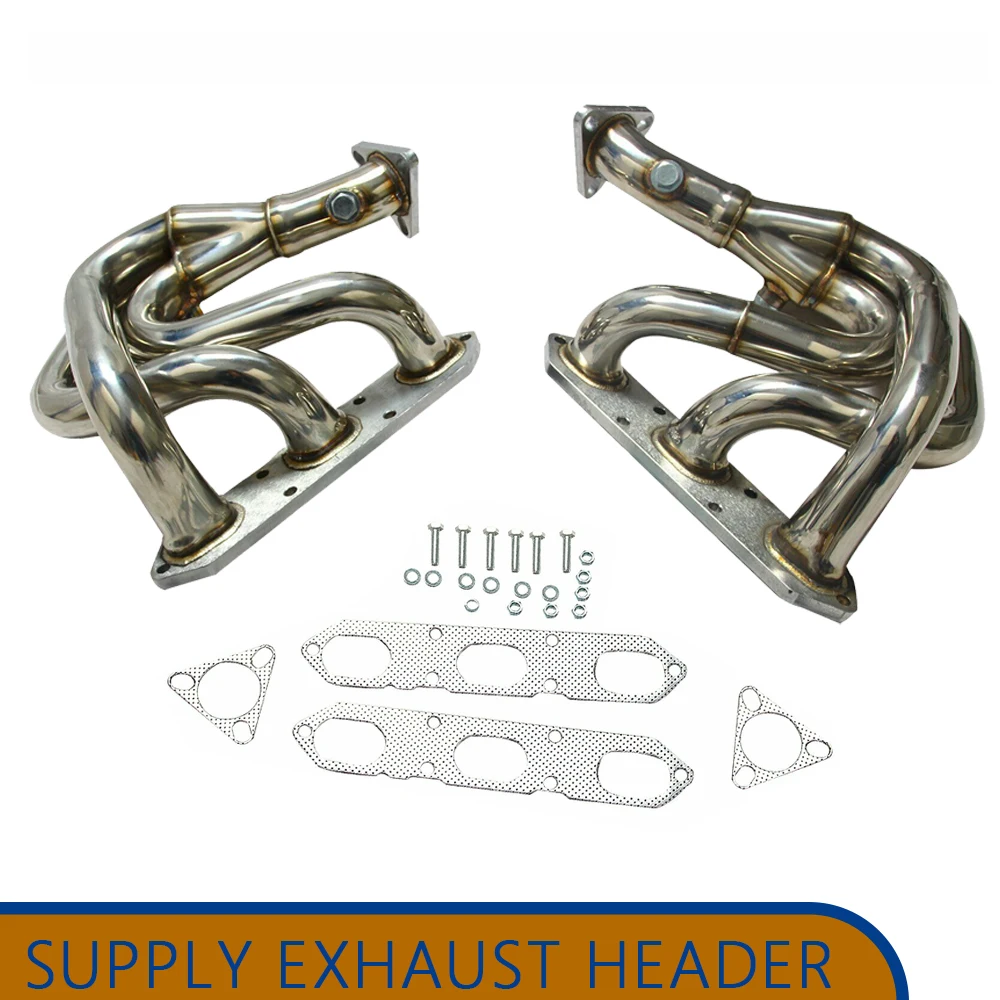 Stainless Tubular Manifold Header Exhaust tips For 99-08 996 Porsche 911 Carrera H6