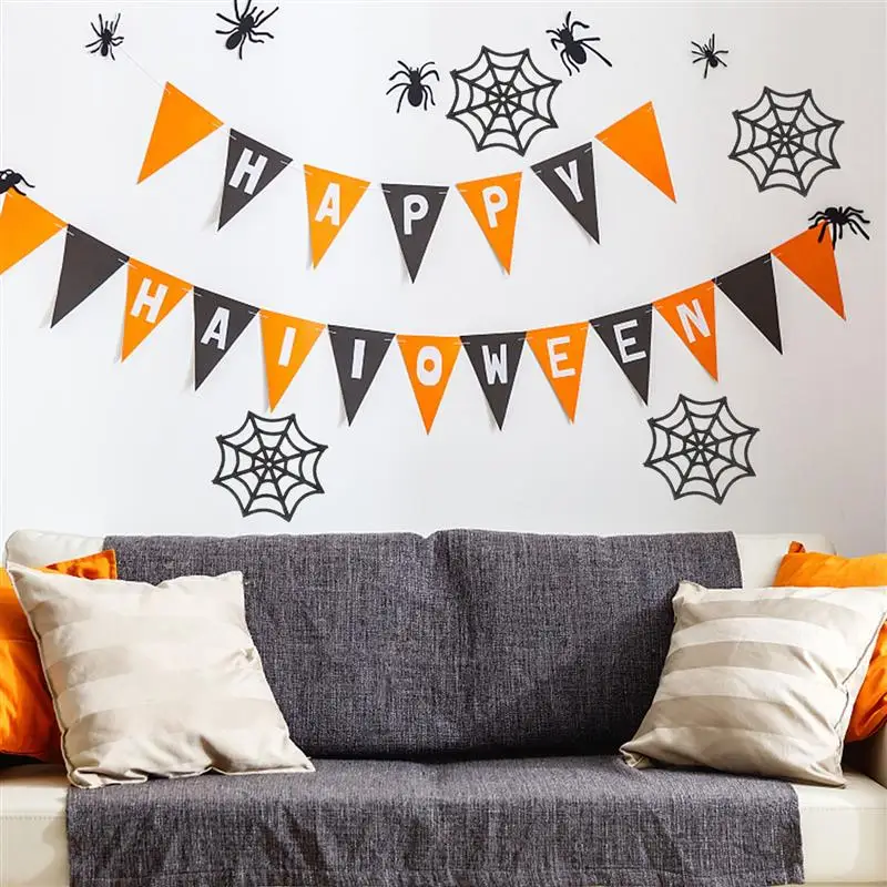 10pcs Halloween Spider Web Decoration Black White Stretchy Cobweb Party Bar Haunted House Home Decoration Halloween Party