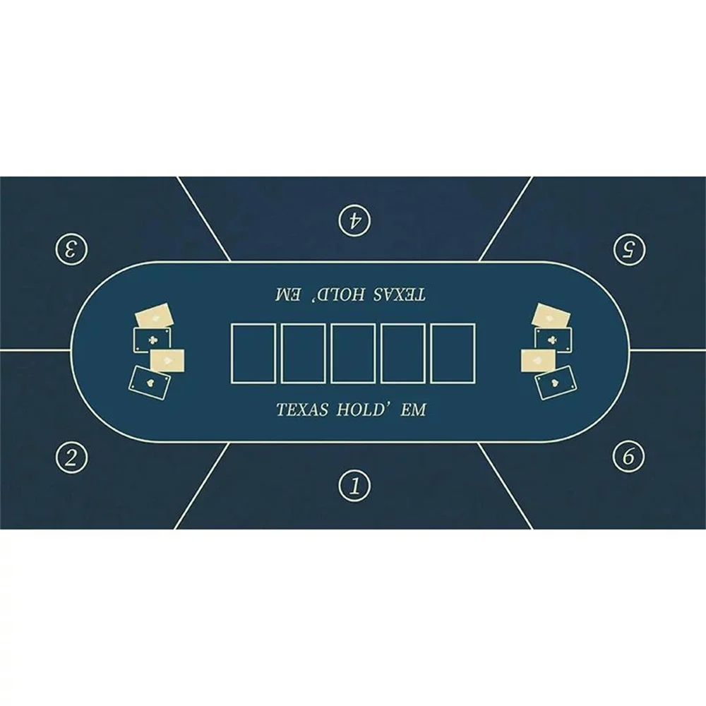 

Large Casino Texas Hold'em Poker Mat 6 Players Rubber Mat Poker Topper for Tables Portable Poker Tablecloth Accessories