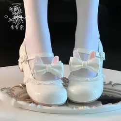 Milk Candy Rabbit Cute Shoes Lolita Round Head Leather Shoes Japanese Female Student Low Heel Sweet Loli Tea Party Single Shoes