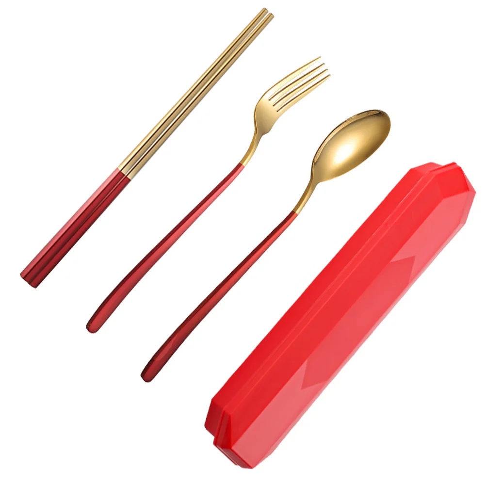 

1Set Stainless Steel Portable Cutlery Set Durable Lightweight Flatware Kit Travel Dinnerware Tableware Set Portable Spoons
