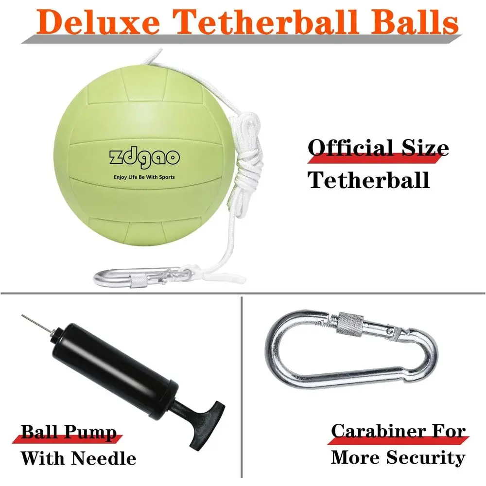 مجموعة كرات ربط محمولة مع كرة ربط متوهجة في الظلام، حبل وعمود، مجموعة عمود كرة ربط شديدة التحمل لمتعة العائلة، خارج #6