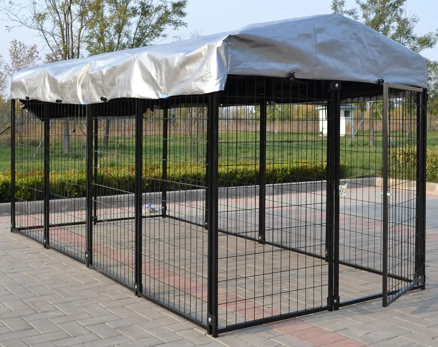 New Modular Dog Kennel Heavy Duty Welded Steel Panel Pet Cover 5' W x 10' L x 5.5' H