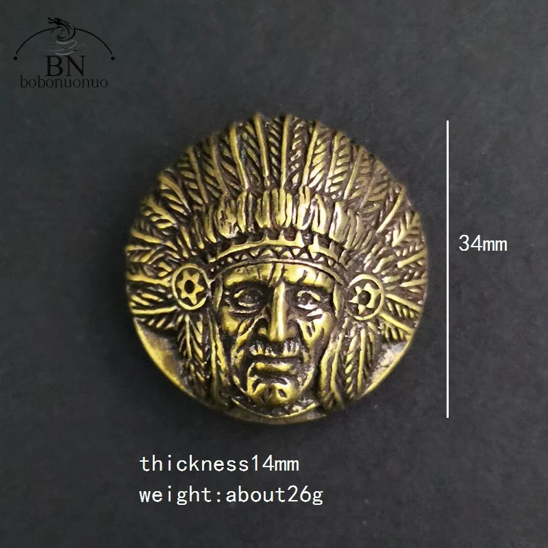 North America Indian Skull Head Rivet Connector Decoration Button Retro Brass DIY Leather Blet Wallet Garment Buckles with Screw
