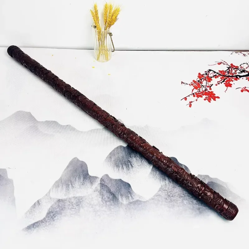 

Red Sandalwood Stick Martial Arts Solid Wood Panlong Tai Chi Fitness Collection Wenwan 90cm