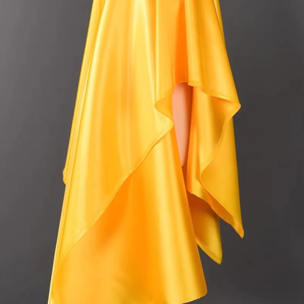 

Атласная ткань с водным блеском, ярко-желтая, золотистая, гладкая, эластичная, без платья, полуюбка, ткань для одежды, материал, ткань, шитье своими руками