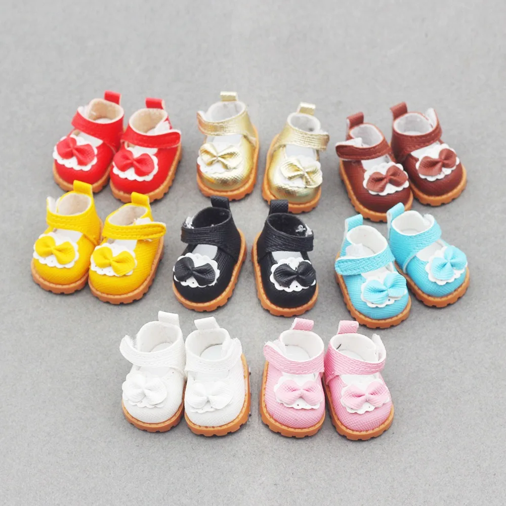 1 pair Multi Colours Plush Doll Shoes Labubu Bow Shoes for 17cm Labubu 10cm EXO /Cotton Doll Finger Shoes Doll Leather Shoes