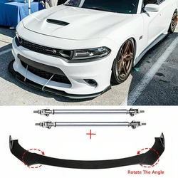 For Dodge Charger RT SRT SXT Front Bumper Lip Splitter Spoiler + Strut Rods Bars